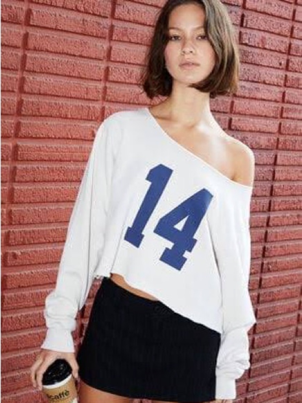 Brandy Melville 14 cropped off the shoulder sweatshirt